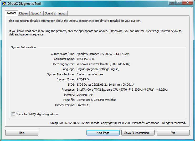 dxdiag exe descargar