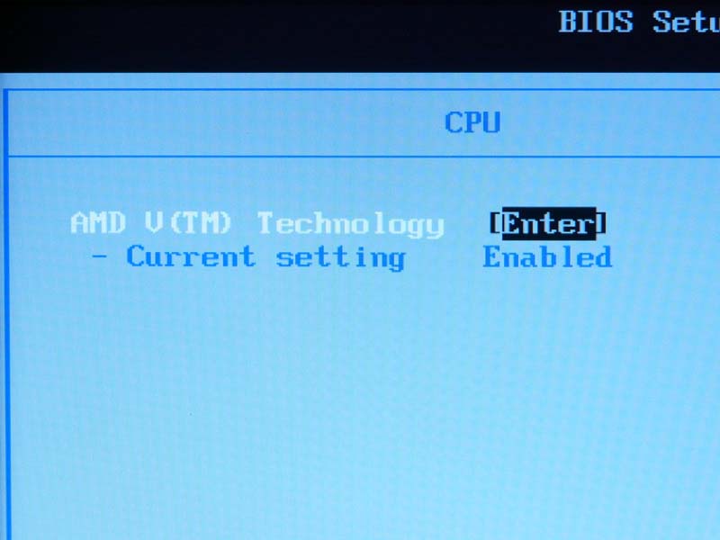 BIOS��AMD-V�B�W���ł�[Disable]�ɂȂ��Ă���̂ŁAXP Mode�Ȃǂ��g���Ƃ���[Enable]�ɐ؂�ւ���