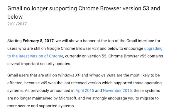Gmail Windows Xpとvistaのサポートを2017年で打ち切り Pc Watch
