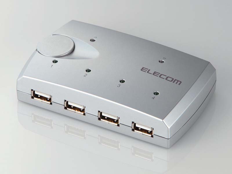エレコム、USB機器を4台まで接続可能なUSB切替器