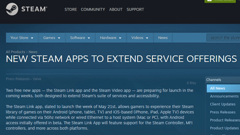 スマホからpcのsteamタイトルが遊べるandroid Iosアプリがvalveから Pc Watch