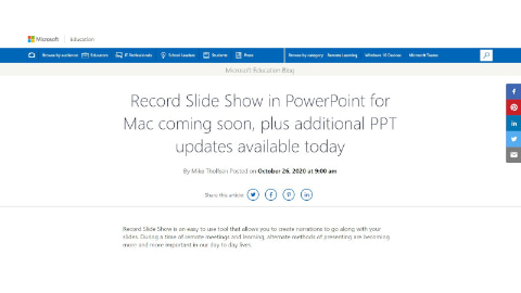 Mac版powerpoint スライドに合わせてプレゼンターのビデオを記録する機能などを実装 Pc Watch