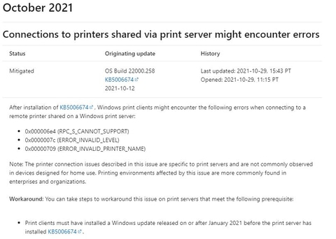 Windows 11 10最新パッチ適用でプリントサーバーの接続に失敗する問題 Pc Watch