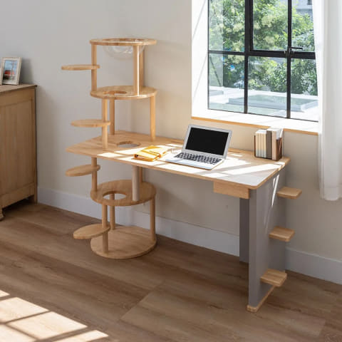 ネコ×PCの環境を叶える「ネコタワー デスク」 - PC Watch