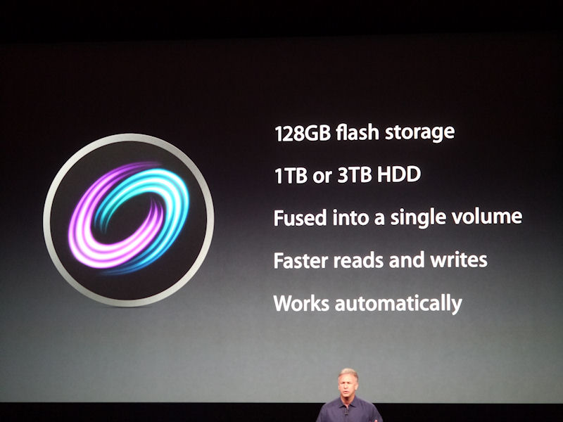 Apple Online Storeでオプションとして用意されるFusion Drive。HDDとフラッシュストレージの性能を組み合わせた提案だ