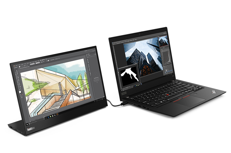 Lenovo、USB Type-C 1本で動作する14型モバイル液晶ディスプレイ - PC