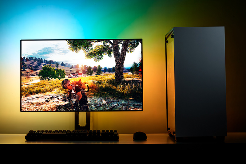 照明付きディスプレイ NZXT、ディスプレイ背面を間接照明化するLEDライティングキット - PC Watch