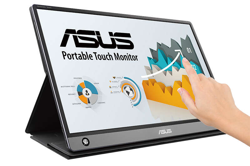 PC/タブレット ディスプレイ ASUS、バッテリ内蔵の15.6型モバイル液晶。タッチでスマホの操作も可能 