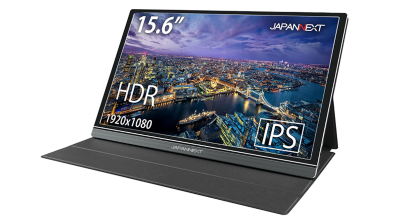 JAPANNEXT、USB Type-Cケーブル1本で使える15.6型フルHDモバイル液晶