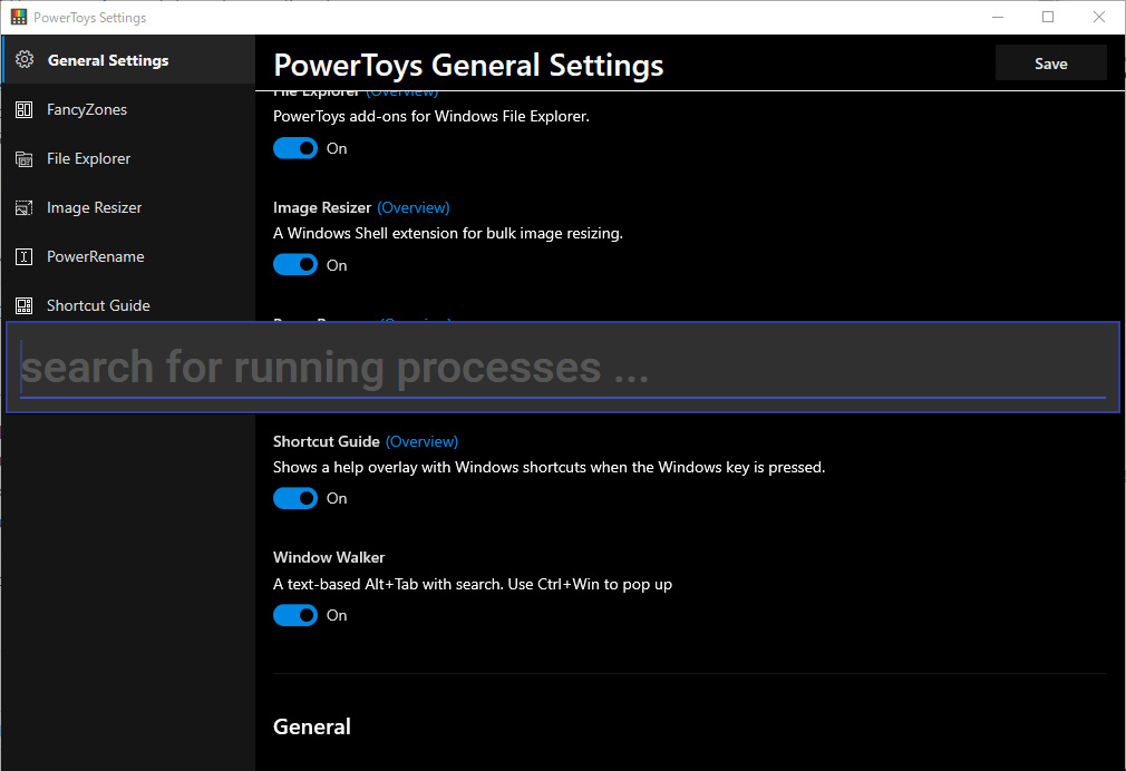 プロセス名でウィンドウを探せる「Window Walker」を実装したPowerToys v0.16.0 PC Watch