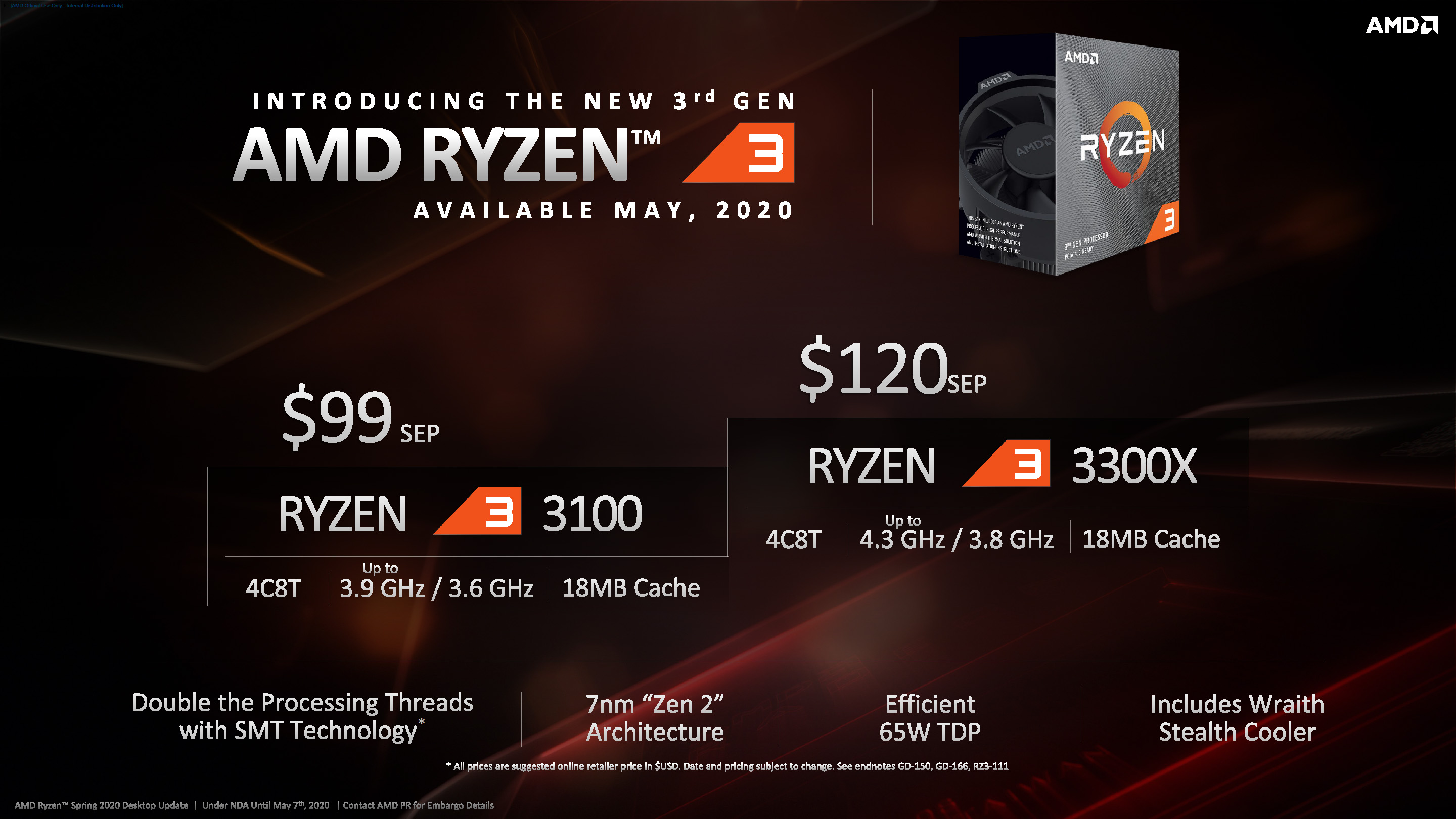 送料無料 AMD CPU Ryzen 3 3100PCパーツ