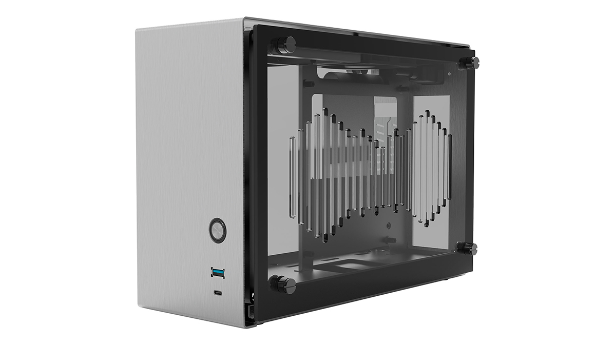 幅15cm/高さ23.5cmのZALMAN製小型PCケース。30cm弱のビデオカードも
