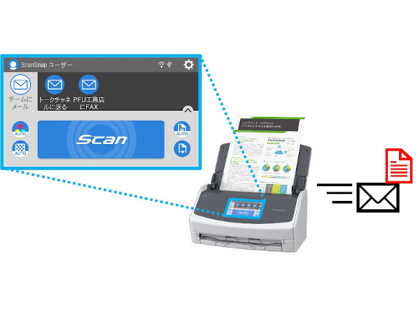 PFU、スキャンデータを本体からメール送信できる新機能。Slackや