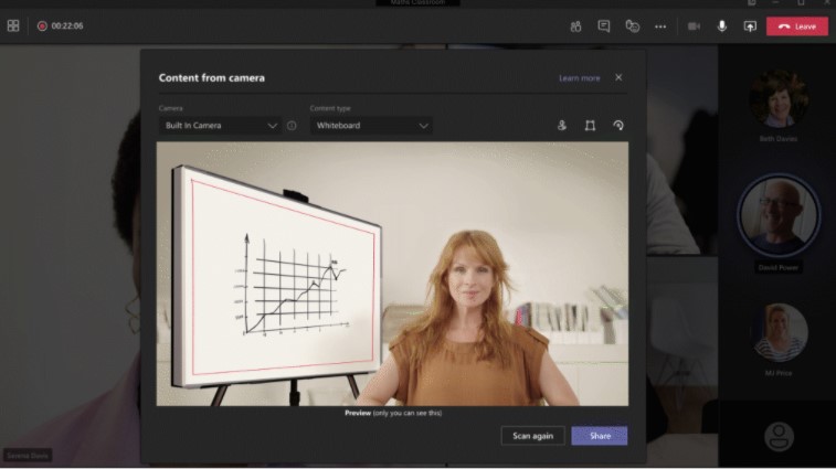 カメラに写ったホワイトボードを遠近補正する機能が追加されたmicrosoft Teams Pc Watch