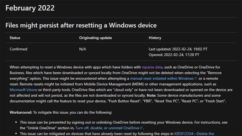 Windows 11/10、初期化してもファイルが残る不具合 - PC Watch