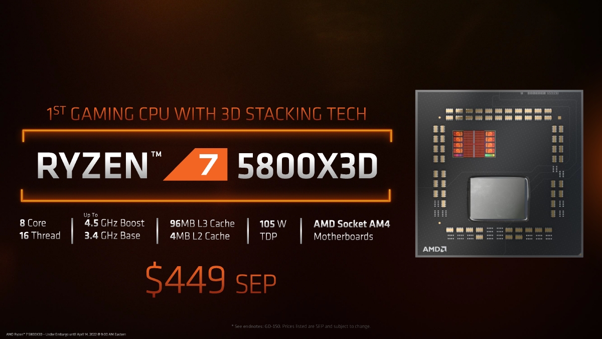 AMD、3D V-Cache採用で世界最速のゲーミングCPUを謳う「Ryzen 7