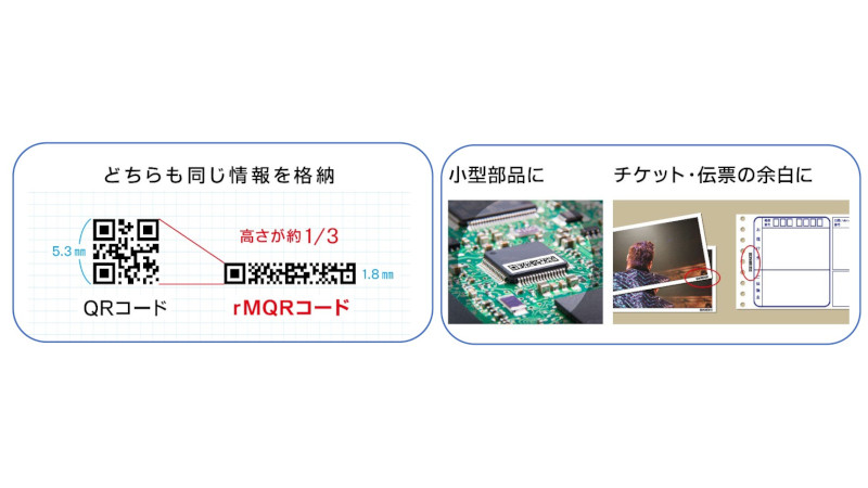 高さ1/3の細長いQRコード、小さなスペースに印字可。デンソーウェーブ