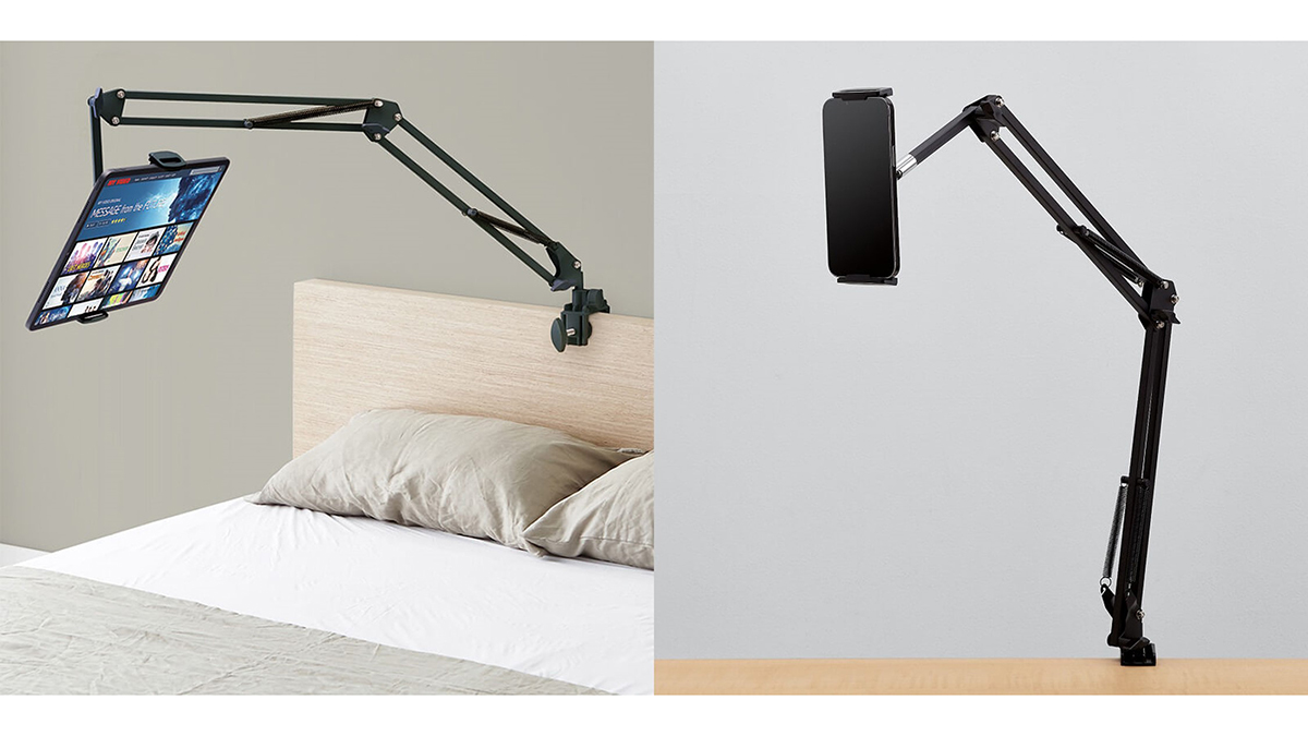 エレコム、ベッドボードにも固定できるスマホ/タブレット用アームスタンド PC Watch
