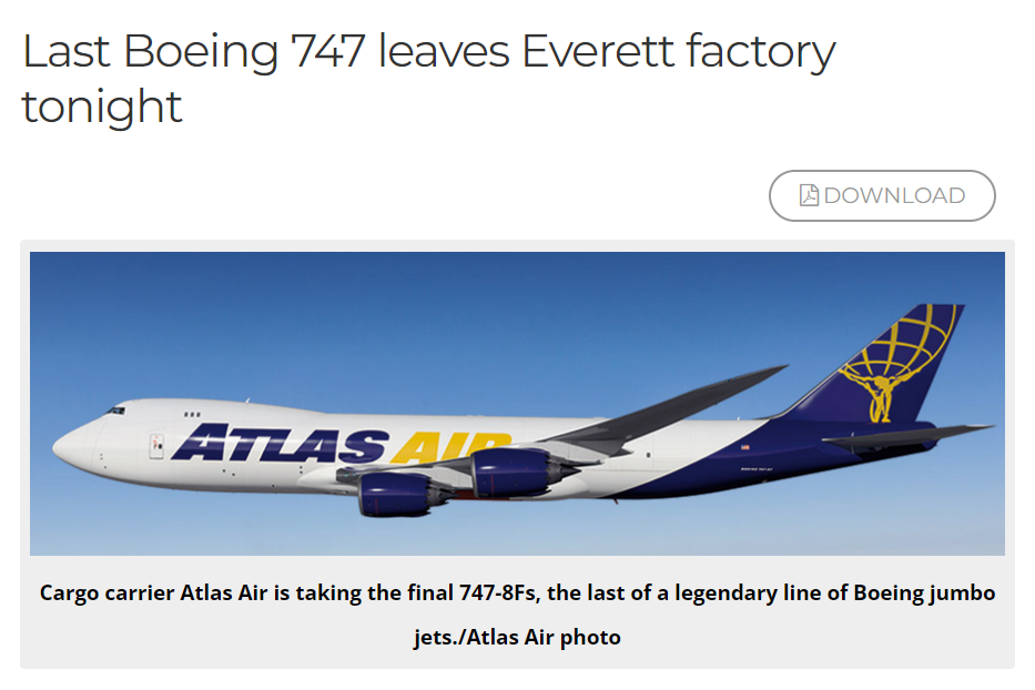 やじうまPC Watch】「最後のボーイング747」完成。アトラス航空へと出発 - PC Watch