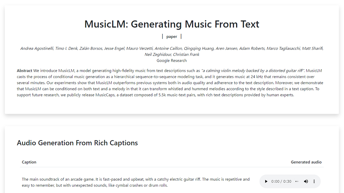 Google、文章から音楽を生成するAI「MusicLM」  