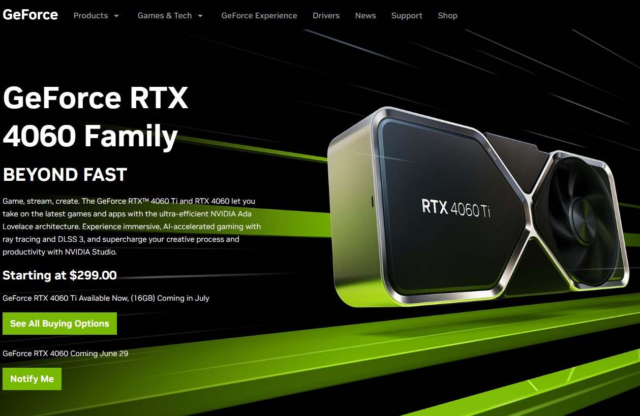 299ドルのGeForce RTX 4060は6月29日に前倒しで発売 - PC Watch