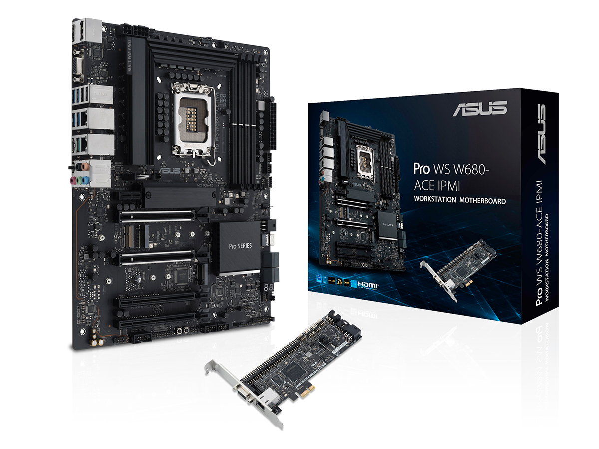 ASUS、IPMI拡張カード付きのワークステーション向けIntel W680マザー