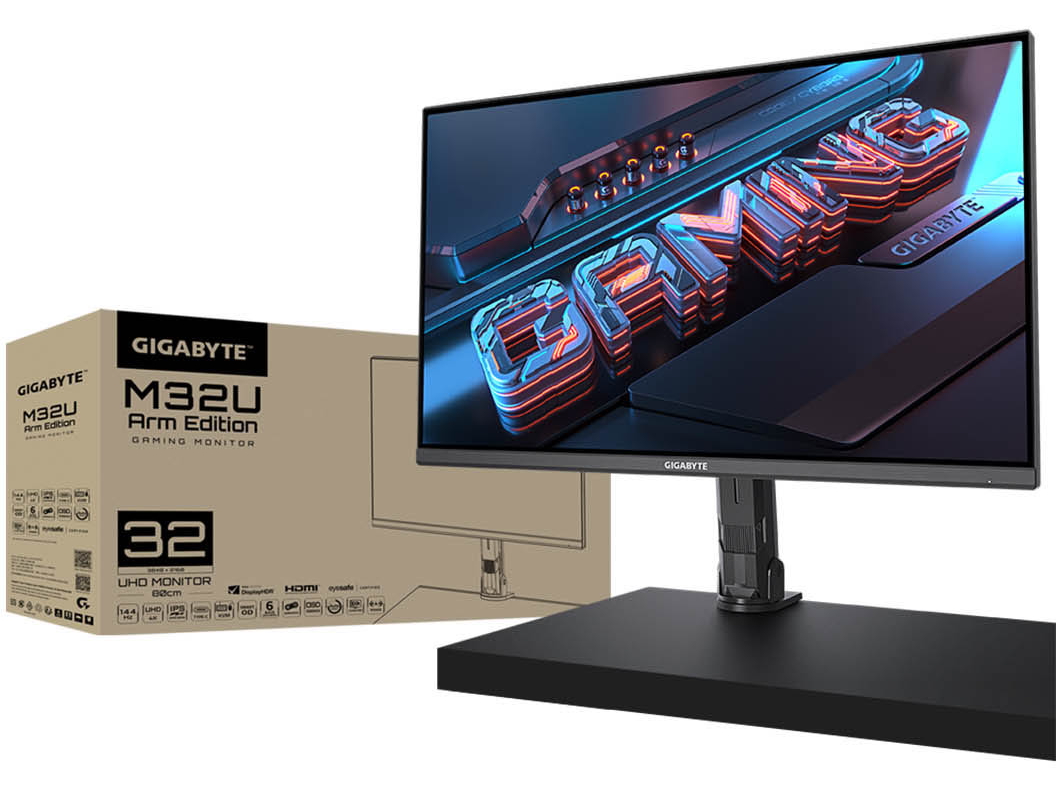 GIGABYTE、モニターアーム一体型の31.5型4Kゲーミングモニター