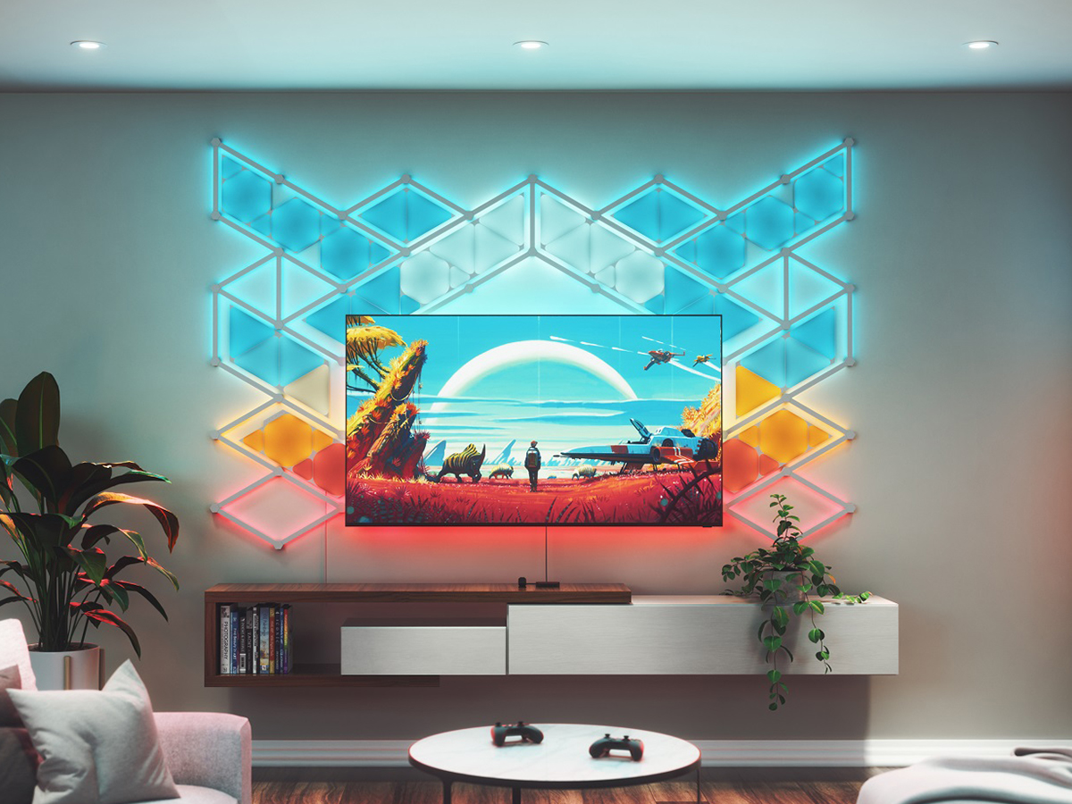 モニターの映像にあわせて色が変わるスマートライト「Nanoleaf 4D