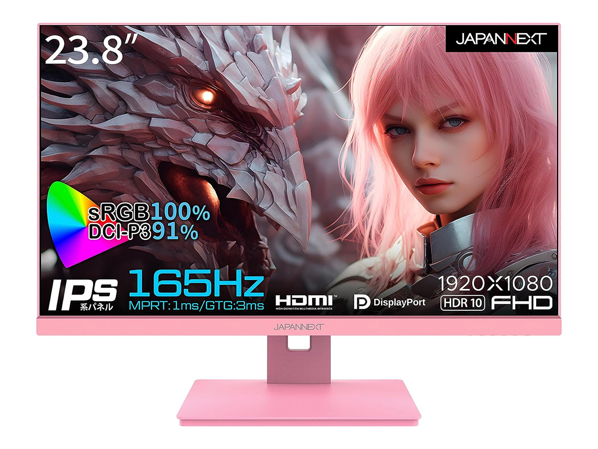JAPANNEXT、フレームまでピンク色の23.8型ゲーミングモニター - PC Watch