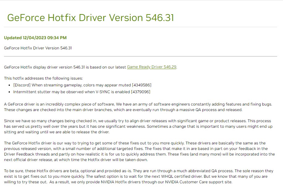 NVIDIA Releases Hotfix Driver 546.31 To Address Gameplay Streaming ...