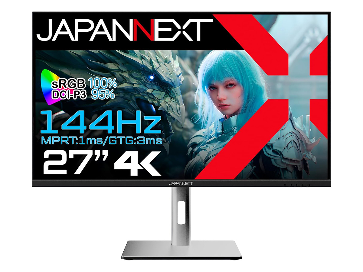 JAPANNEXT、HDMI 2.1搭載の4K/144Hz対応27型ゲーミングモニター - PC Watch