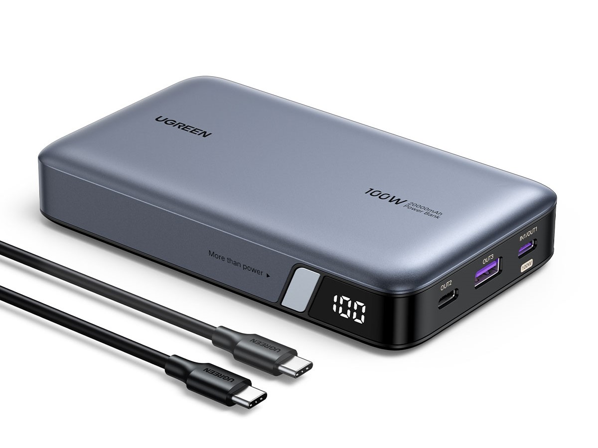 UGREEN、最大100W出力で20,000mAhのモバイルバッテリ。急速充電対応