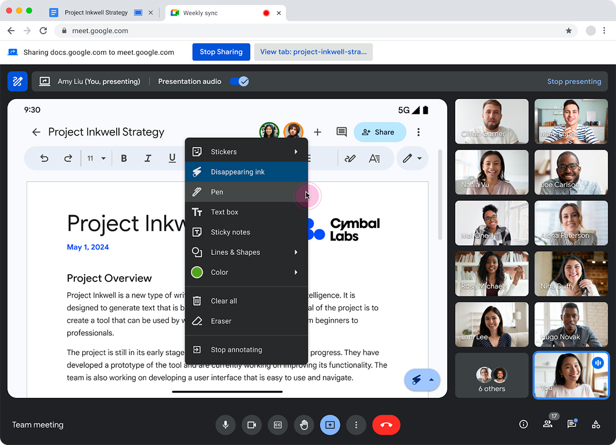 Google Meet、共有画面上に手書きで注釈を加えられる機能 - PC Watch