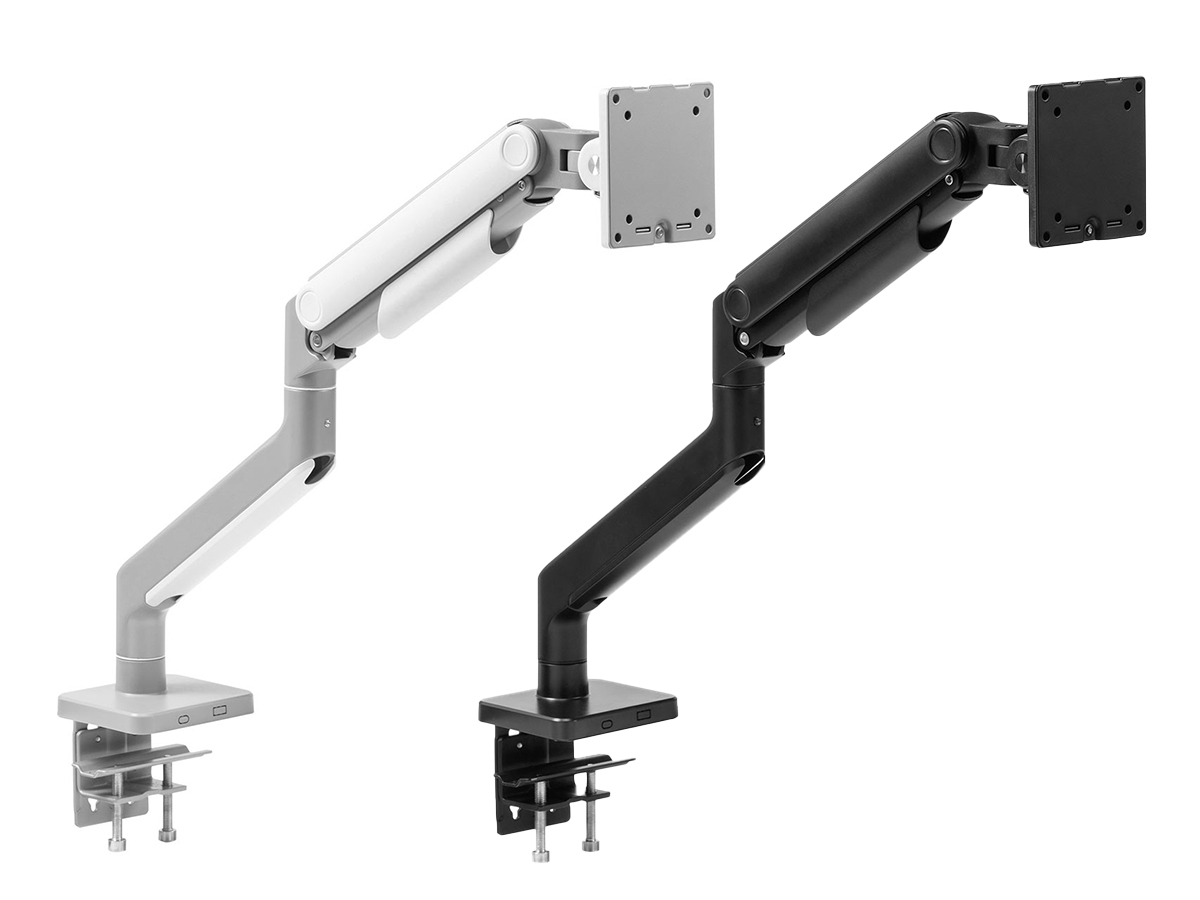 【美品】PC モニターアーム ブラック【クランプ式】【グロメット式】 サンワサプライ、49型まで対応のクランプ/グロメット式モニターアーム