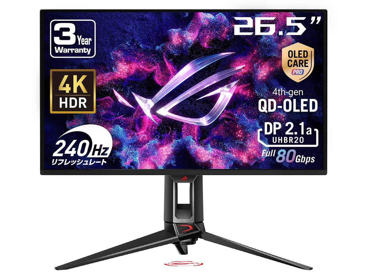 ASUS、4K/240Hz対応の27型OLEDゲーミングモニター - PC Watch