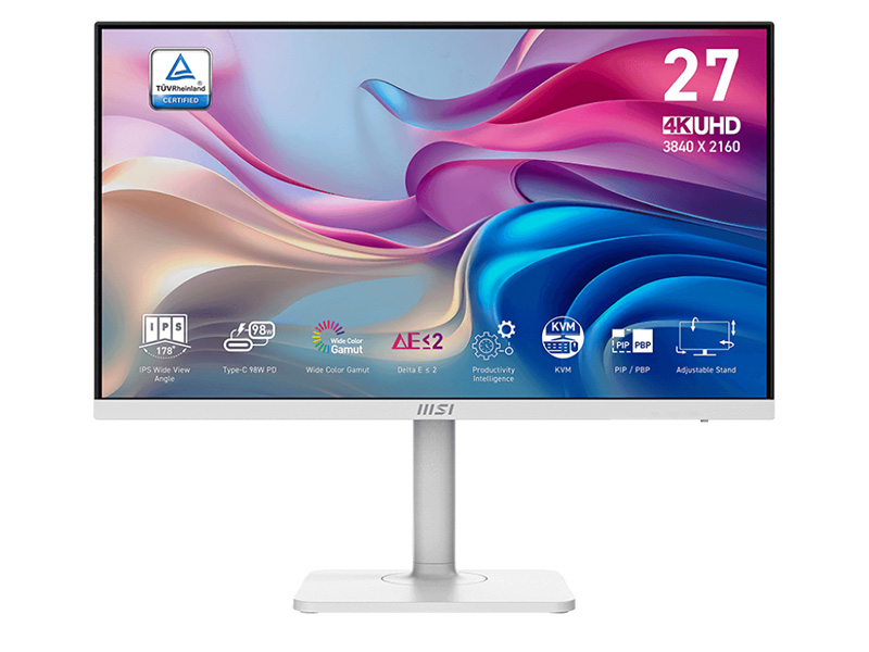 MSI、KVM機能付きで98W USB PD給電が可能な27型4Kモニター - PC Watch