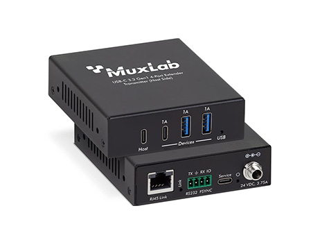 USB 3.2 Gen 1を最大100mまで延長する機器。LANケーブルで伝送