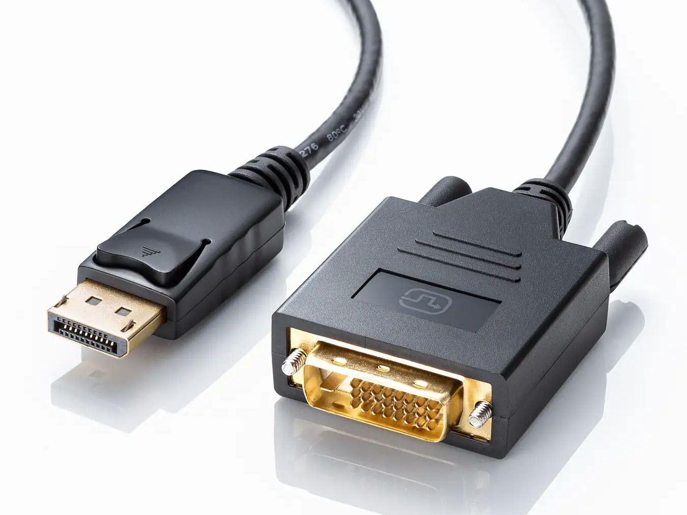 サンワサプライ、DisplayPort-DVI変換ケーブル。WUXGA対応