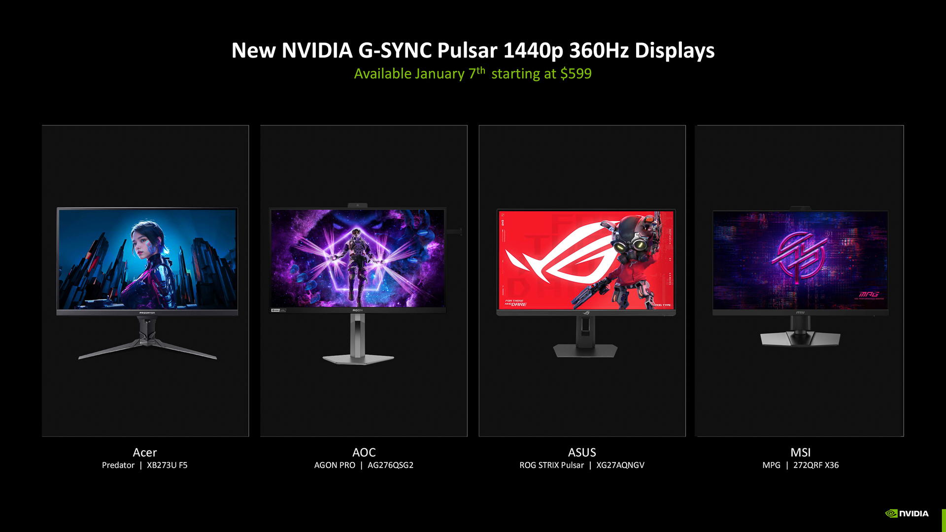 待たされたけどようやく登場！NVIDIAのG-SYNC Pulsar対応モニター、しかも4機種同時