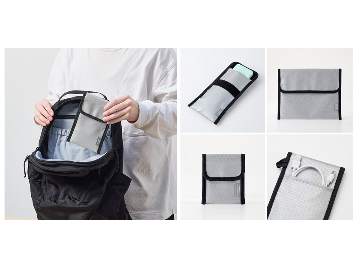 エレコム、モバイルバッテリの持ち運び/保管に適した難燃ガジェットポーチ 