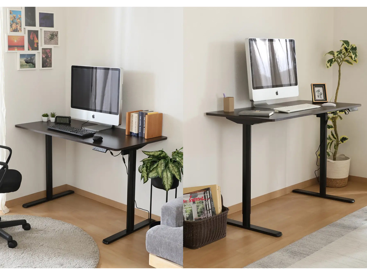 不二貿易、ワンタッチで約45cm昇降する電動昇降デスク