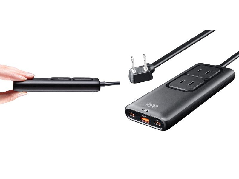 18mm厚で65WのPD対応、5台同時充電できる電源タップ、サンワサプライから