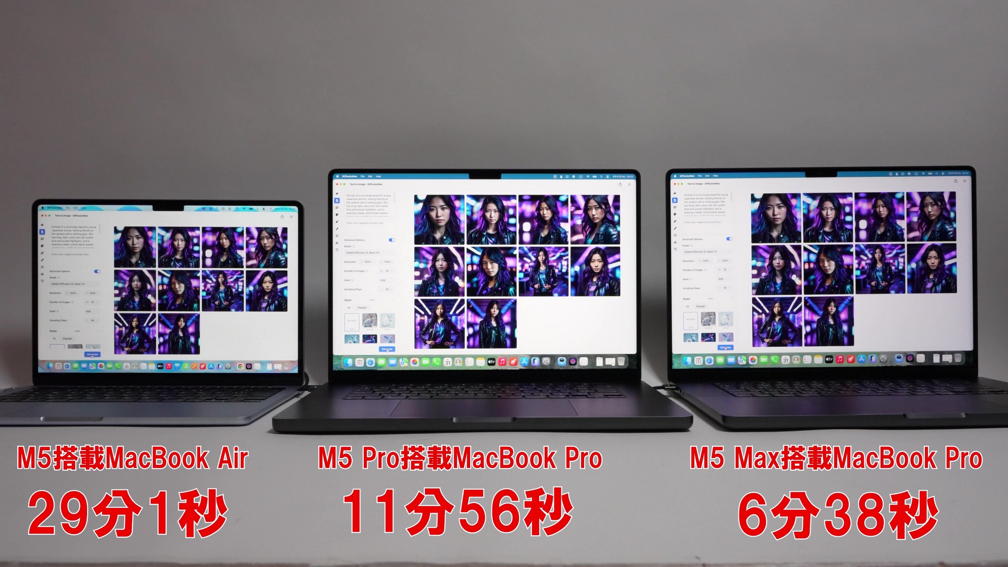 さすがMacBook Pro M5 Max！秒間100トークン超え、画像生成4.4倍でM5とProを蹴散らす