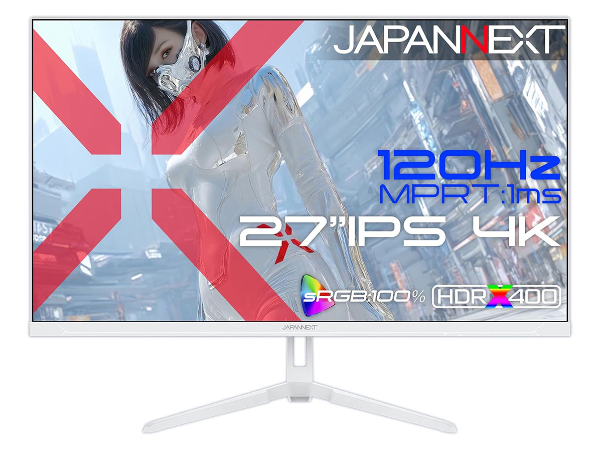 JAPANNEXT、4K/120Hz対応で3万6,980円のゲーミングモニター