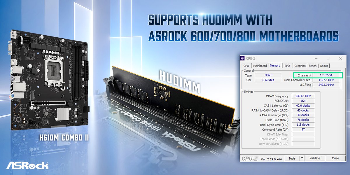 メモリが高いご時世に苦肉の策。ASRockらがバス幅半分のHUDIMMを開発