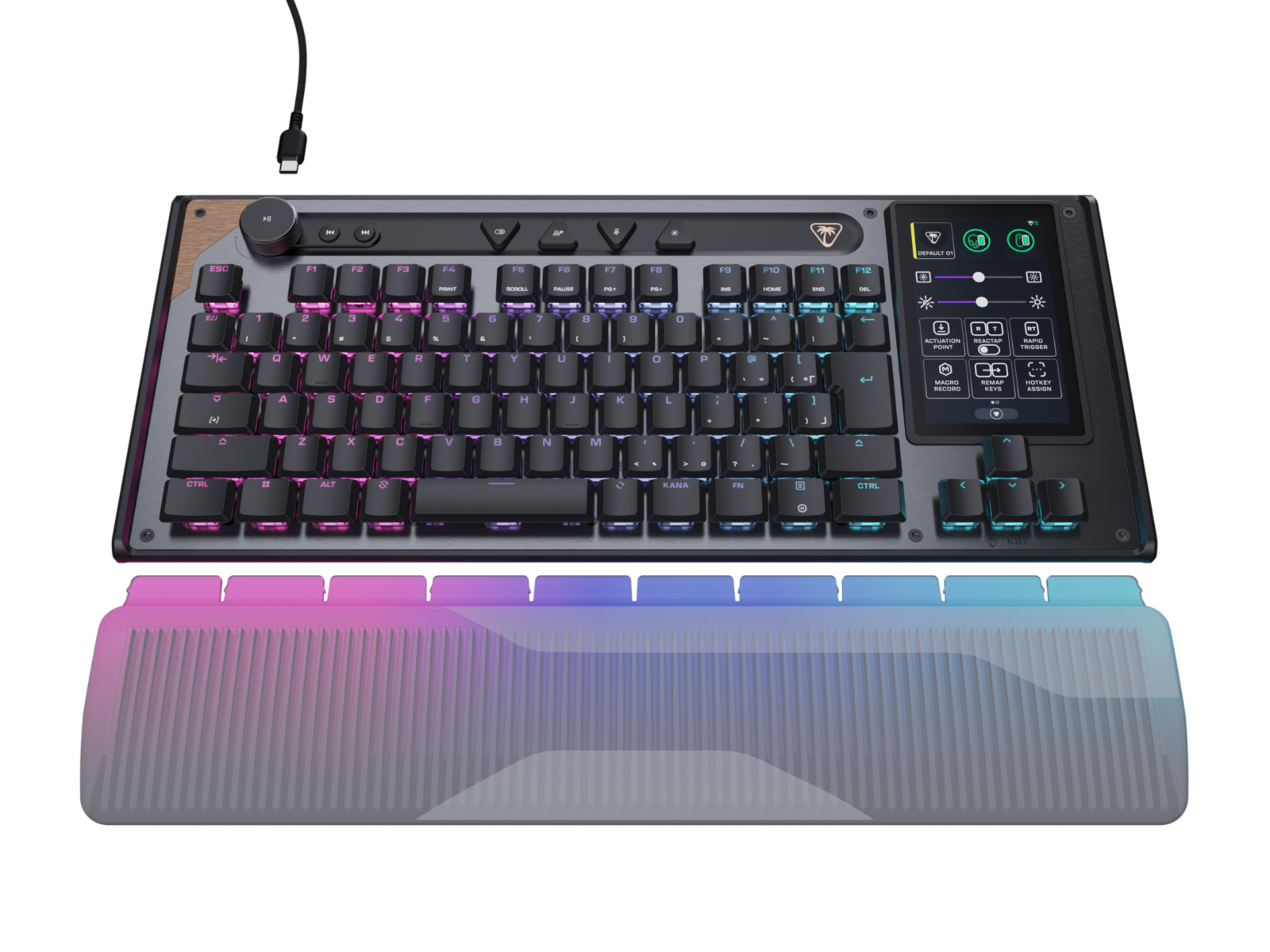 タッチ画面付きのラピッドトリガー対応ゲーミングキーボード、Turtle Beachから