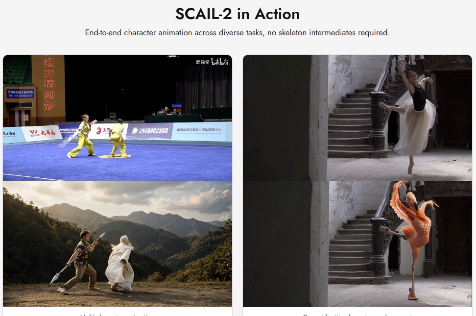 中間表現なしで動画の動きを画像に転送、キャラアニメAI「SCAIL-2」