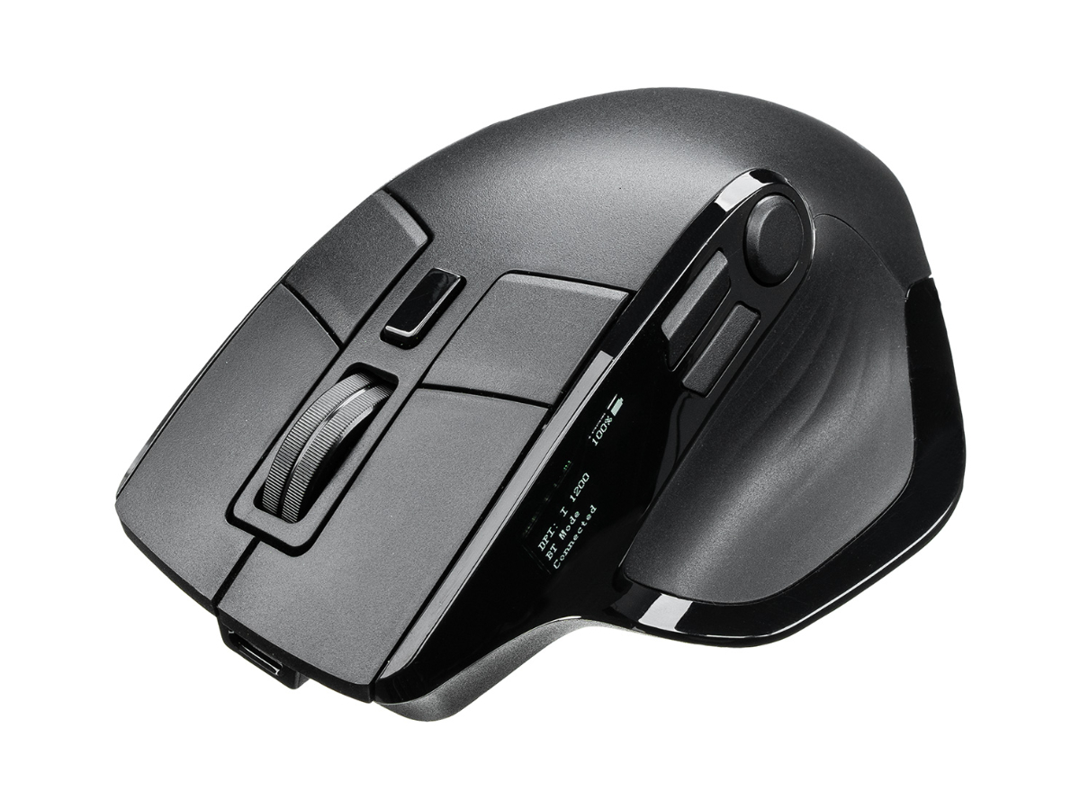ワイヤレスマウス 液晶画面でバッテリ残量が分かる8ボタン多機能ワイヤレスマウス - PC Watch