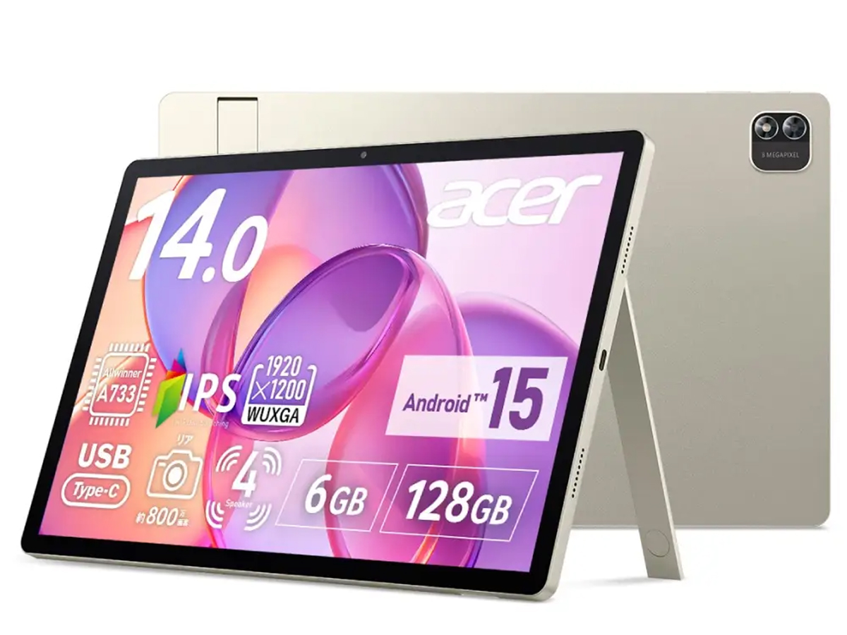Acer タッチパネル一体型 キックスタンド内蔵、14型/16型の大型Androidタブレット「Acer Iconia