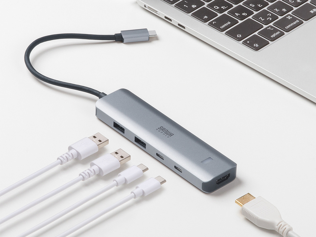 サンワサプライ、LEDで出力解像度が分かるUSBドック